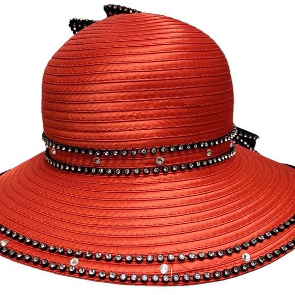 Women\'s designer couture satin ribbon hat church Kentucky derby tea party